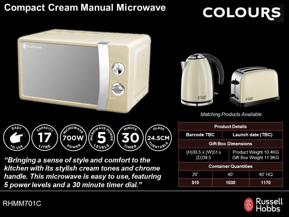 Russell Hobbs Colours Plus 17L Manual Microwave Classic