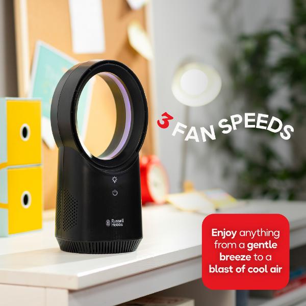 Russell Hobbs Compact Wireless Desk Fan in Black