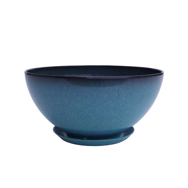 Plastic Garden Bowl Planter With Attached Saucer D25H13