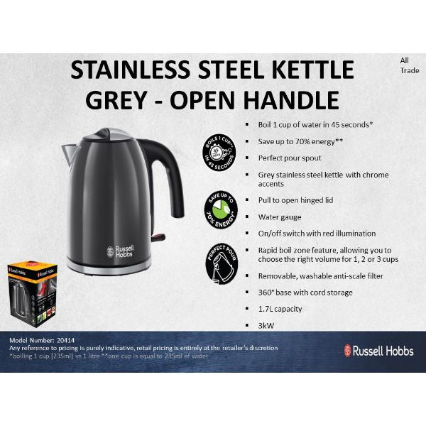 Russell Hobbs Colours Plus Grey Kettle