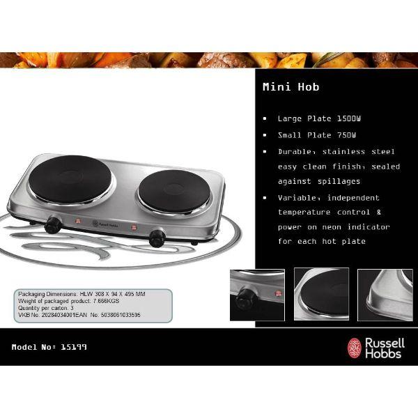 Russell Hobbs 2 Plate Brushed Steel Hob