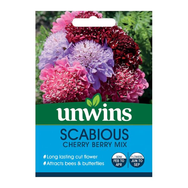 Unwins Seed Packet Scabiosa Cherry Berry Mix
