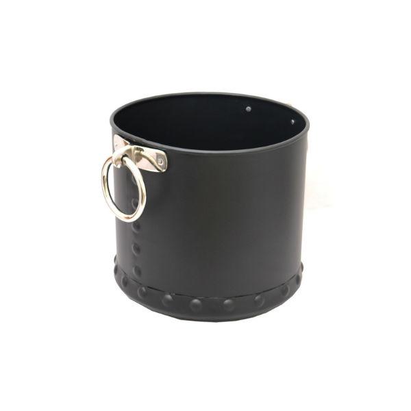 Country Fireside Black & Nickel Ring Logs Basket