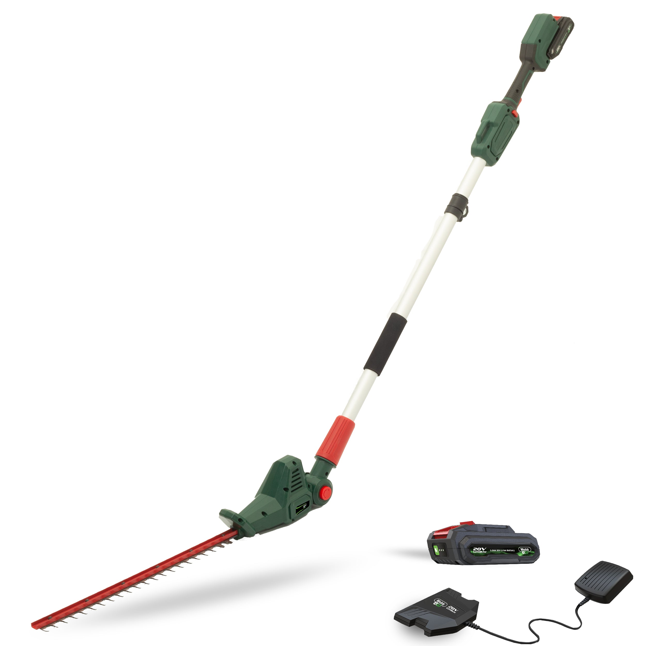 Webb Eco 20v Cordless 50cm Long reach Hedge Trimmer with 1 x 2ah battery & charger