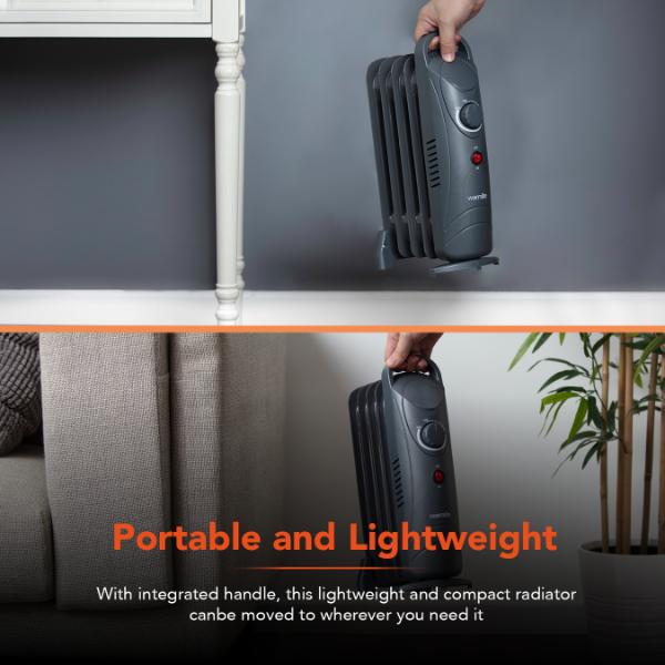 Warmlite 650W Oil Filled Radiator Grey