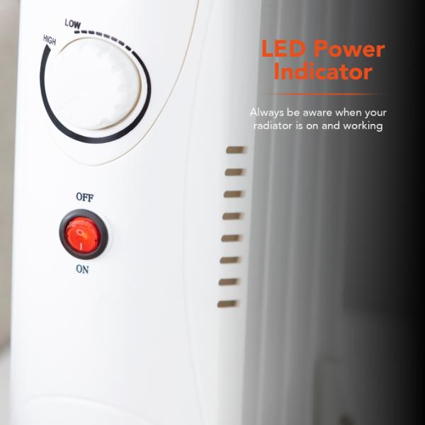 Warmlite 650W Oil Filled Radiator White