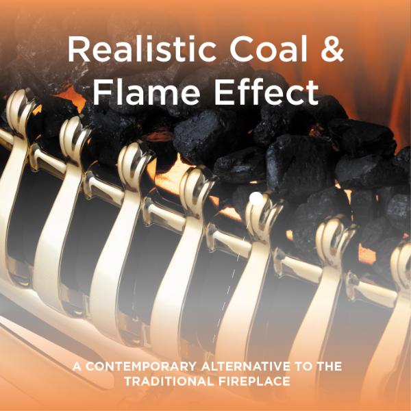 Warmlite Whitby 2KW Electric Fire Inset Brass