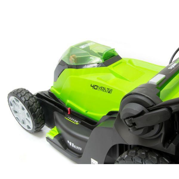 GREENWORKS 40V 41CM/16" CUT BATTERY LAWNMOWER with 2 X 2AH Batteries & Charger