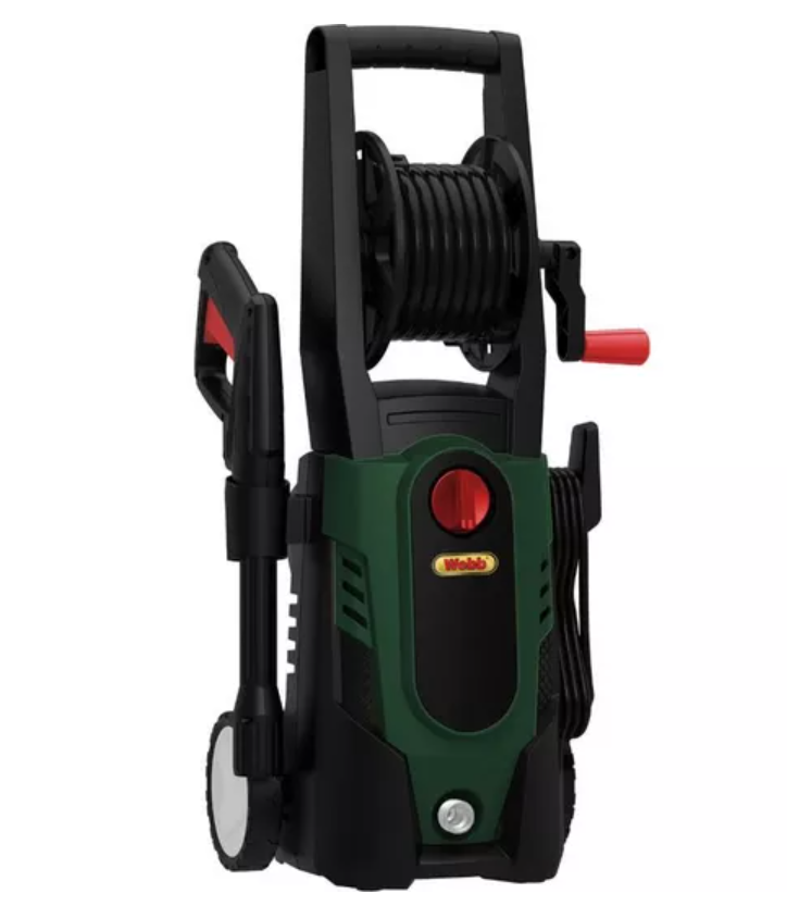 Webb Pressure Washer 1500w 120 Bar with Wash Brush, 5m HP Hose Reel, Foam sprayer, Patio Cleaner & 2 x nozzles
