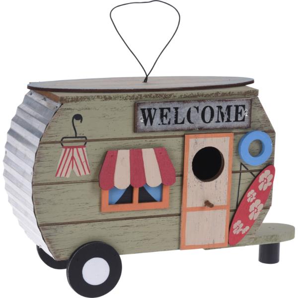 Wooden Caravan-Style Birdhouse / Nesting Box