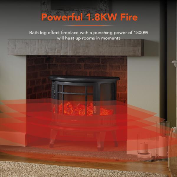 Warmlite Bath 1.8KW Stove Fire Black