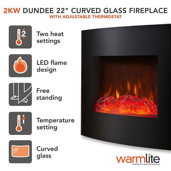 Warmlite 22" Curved Glass Fireplace