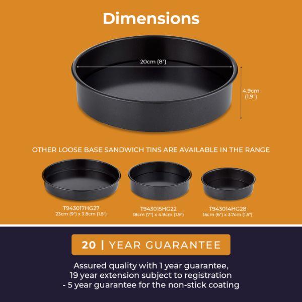 Loose Base Sandwich Pan Non-Stick Round 20cm/8in