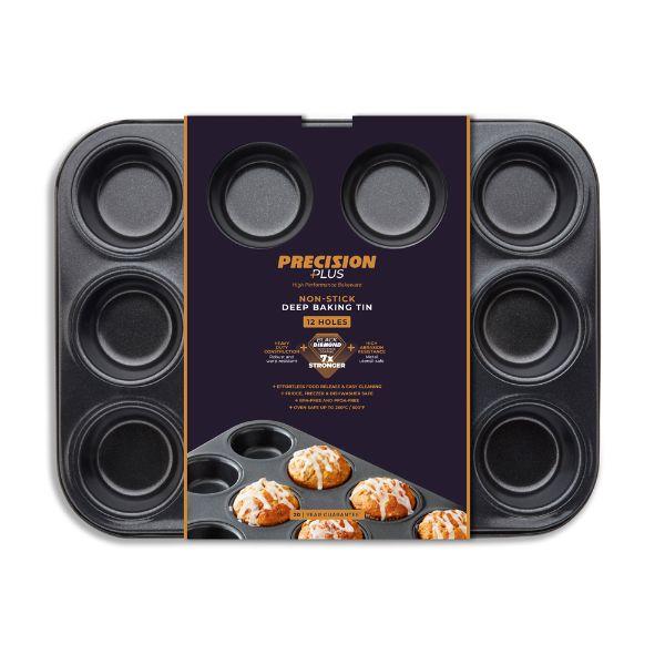 Non-Stick 12 Hole Deep Baking Pan 35x27cm