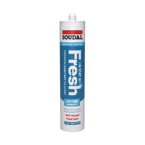 Soudal Stay Fresh Acetoxy Anti-Mould Silicone Sealant (Ice White) 290ml