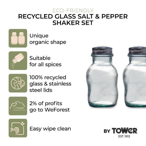 Barbary & Oak Recycled Glass Salt & Pepper Shaker Set