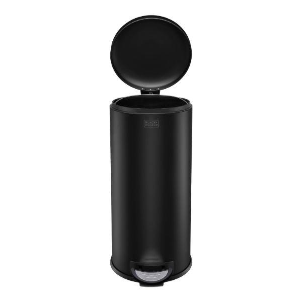 Black & Decker 30L Dome Lid Pedal Bin - Matt Black