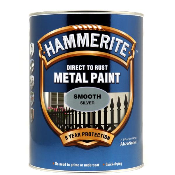 Hammerite Metal Paint Smooth Silver 5L