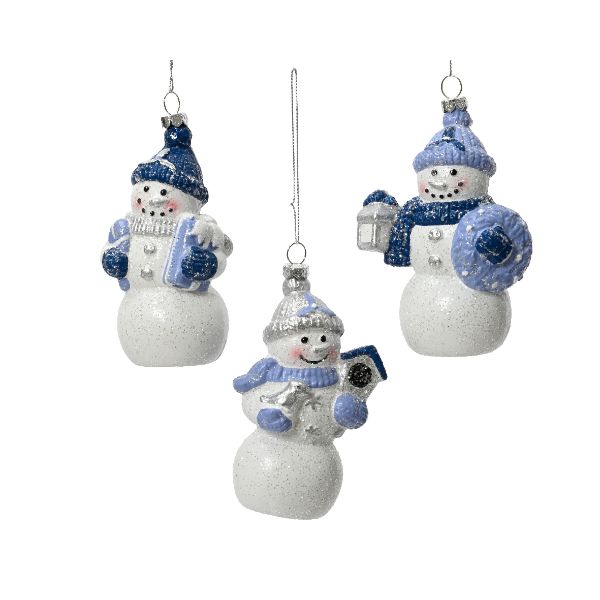 Christmas Silver/Blue Shatterproof Snowman 11.5cm