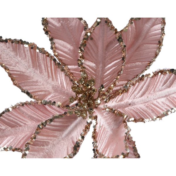 Christmas Poinsettia On Clip 5 Assorted