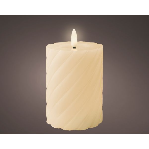 12.3cm Cream Wick LED Candle Twisted