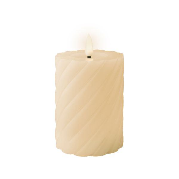 12.3cm Cream Wick LED Candle Twisted