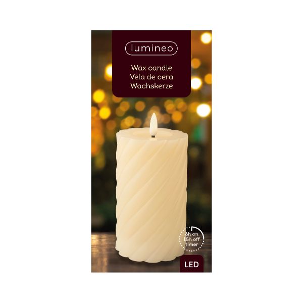 14.8cm Cream Wick LED Candle Twisted