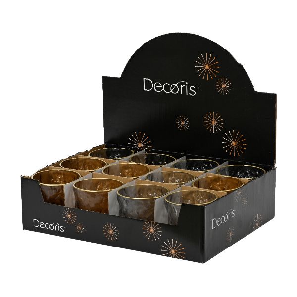 Glass Opaque Tealightholder Marble Grey/Ginger Brown