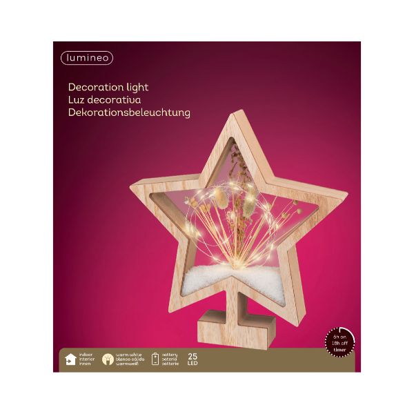 Christmas Micro LED Frame Star shaped in Natural/Warm Light