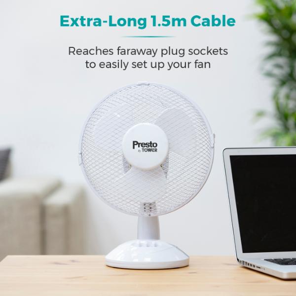 Tower Presto 9" Desk Fan White
