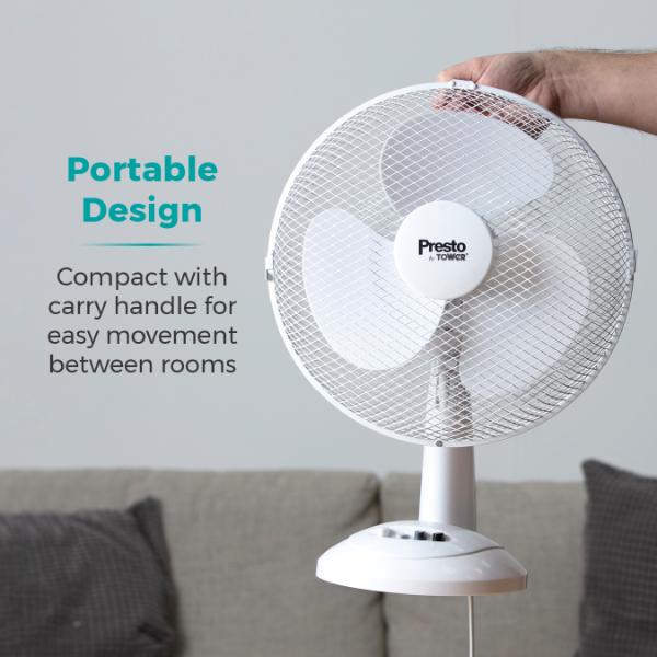 Tower Presto 12" Desk Fan White
