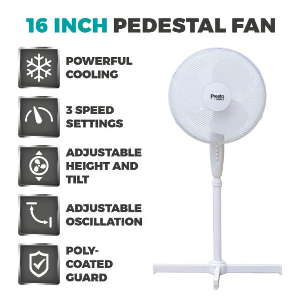 Tower Presto 16" Pedestal Fan White