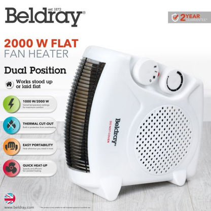 Beldray 2000W Fan Heater White