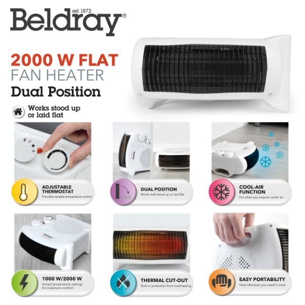 Beldray 2000W Fan Heater White