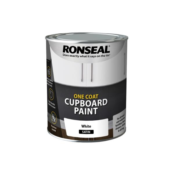 Ronseal One Coat Cupboard Melamine &amp; Mdf Paint White Satin