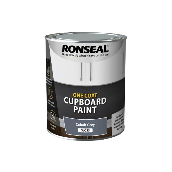Ronseal One Coat Cupboard Melamine & Mdf Paint Colbalt Grey Gloss