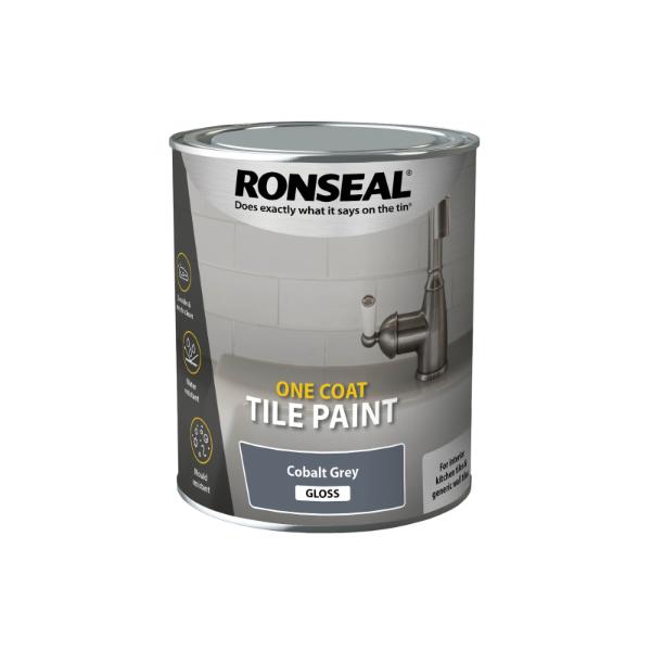 Ronseal One Coat Tile Paint Cobalt Grey Gloss W/B