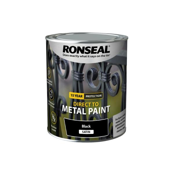 Ronseal Direct To Metal Black Satin 750Ml