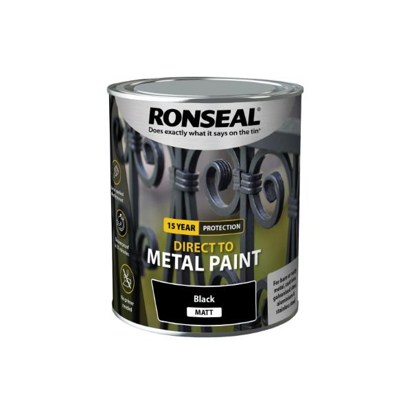 Ronseal Direct To Metal Black Matt 750Ml