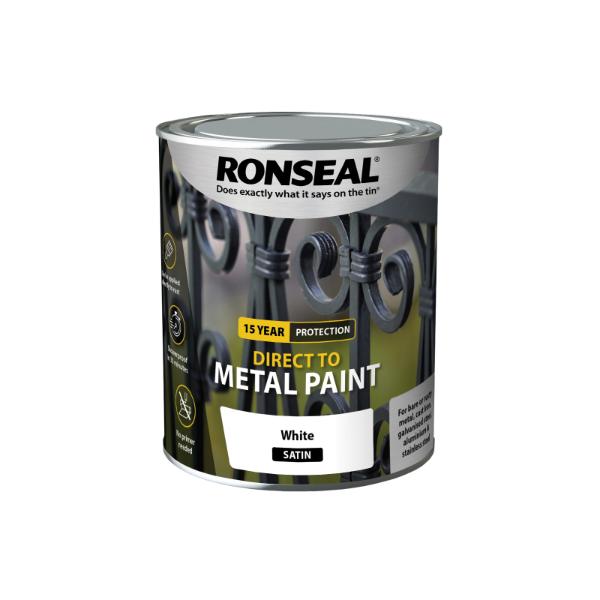 Ronseal Direct To Metal White Satin 750Ml