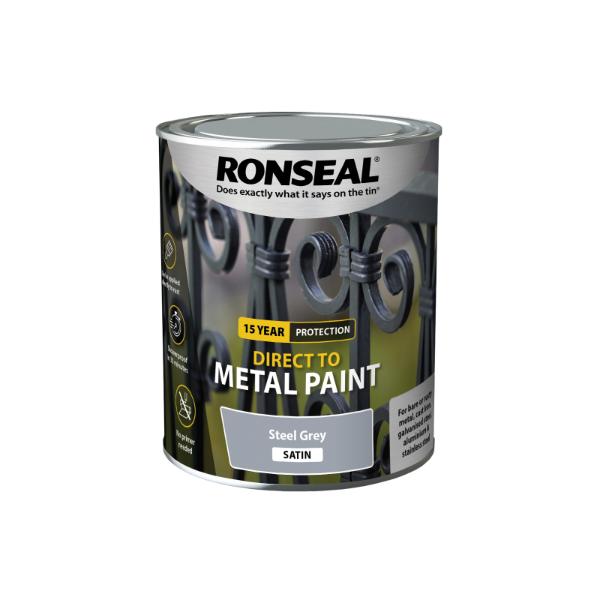 Ronseal Direct To Metal Steel Grey Satin 750Ml