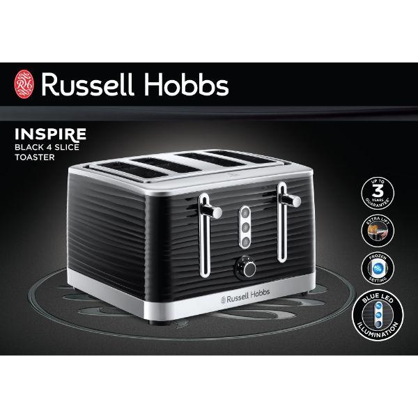 Russell Hobbs 4 Slice Black Inspire Toaster