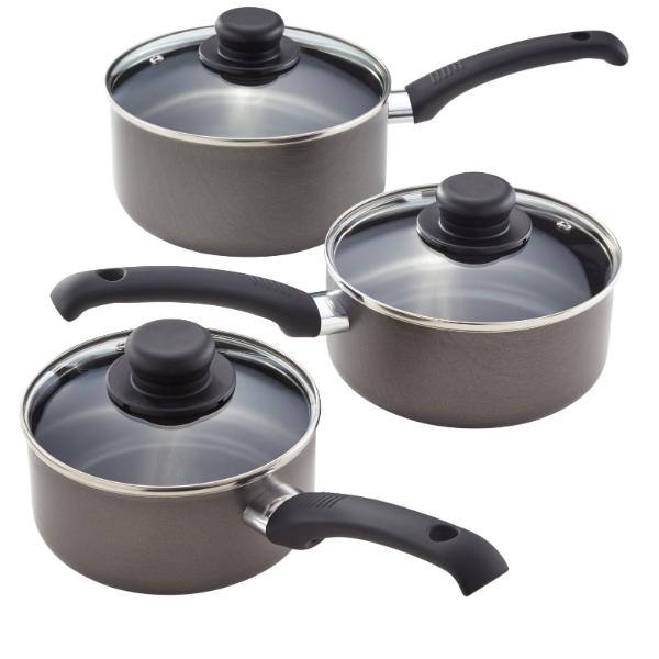 Judge Everyday 3 Piece Saucepan Set 16cm, 18cm & 20cm Non-Stick Pewter