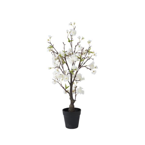 Artificial Cherry Blossom Cherry Tree In Pot Medium White 80cm