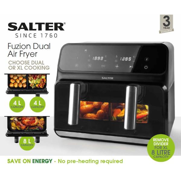 Salter 8L Dual Air Fryer W/ Removable Divider