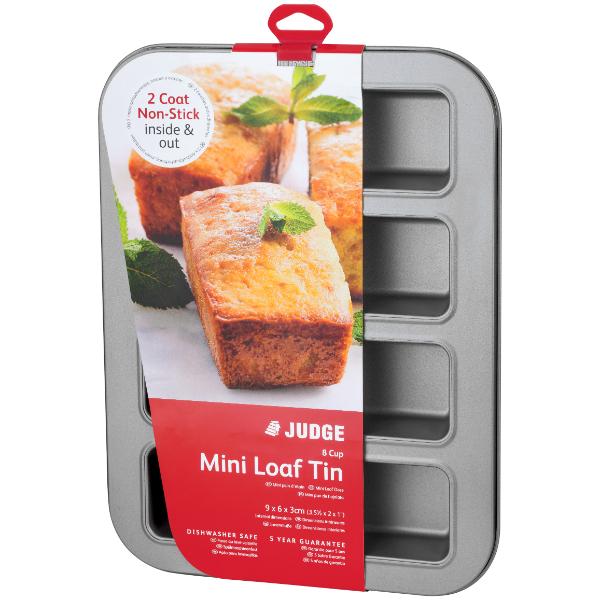 Judge Bakeware 8 Cup Mini Loaf Tin Loaf size 9 x 6 x 3cm Non-Stick