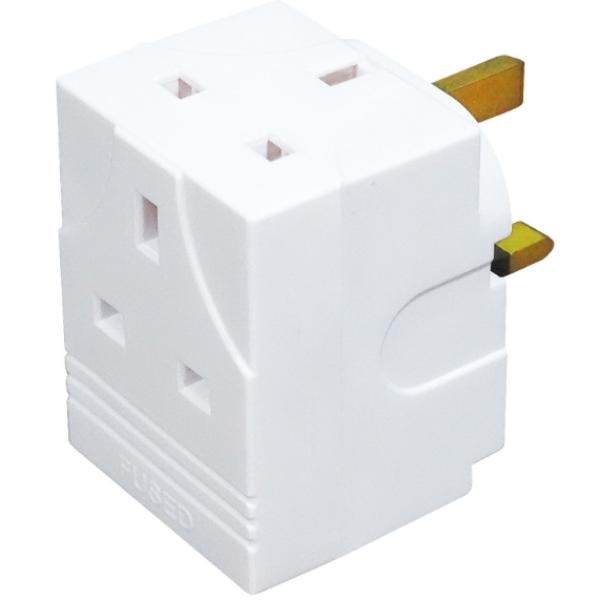 Status 3 Way 13A Fused Mains Adaptor White