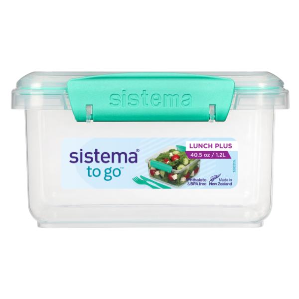 Sistema Lunch Plus to Go (with fork & knife) - Clear with Coloured Clips