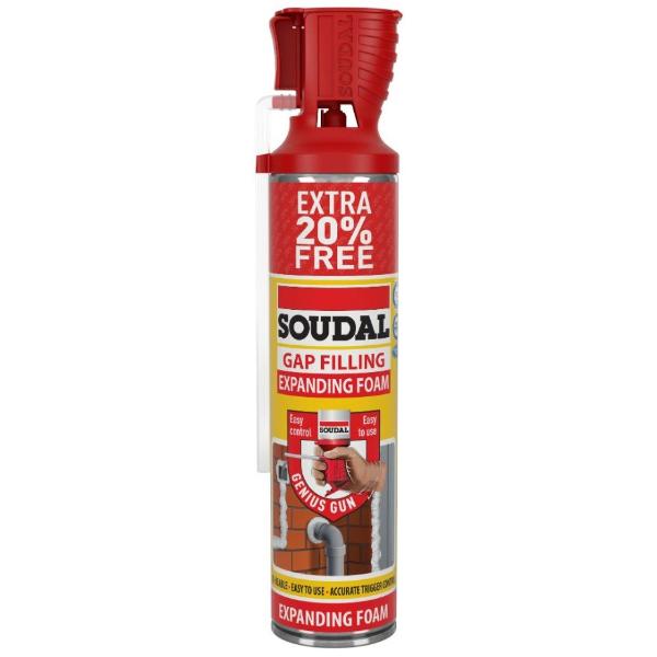 Soudal Genius Gun Gap Filler Extra 20% Free 600Ml