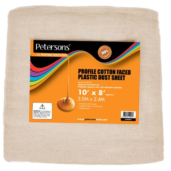 Petersons Profile Cotton Faced Plastic Dust Sheet 10ft x 8ft